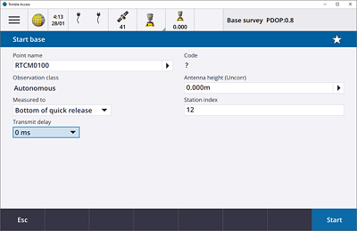 Trimble Access Start Base