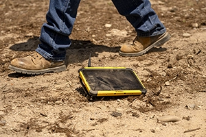 Trimble T110 tablet on the ground